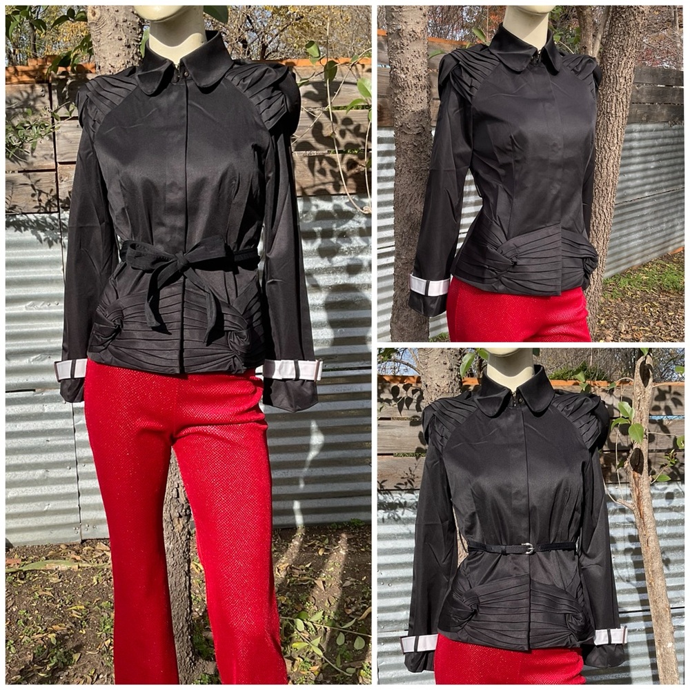 Burberry Detailed Pleated Satin Light Jacket or Top
